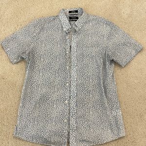 Nordstrom mens shop trim fit short sleeve button white white and blue